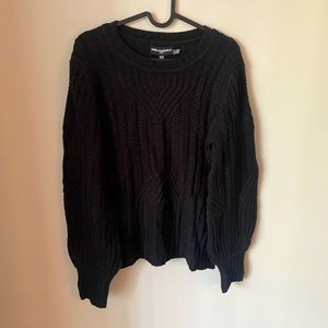 Karl Lagerfeld Paris Cotton Cable-Knit Sweater - Black, Size small